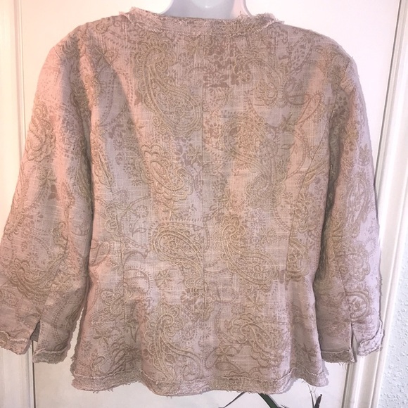 Coldwater Creek Taupe Linen Blend Blazer Size 12 - Picture 9 of 15